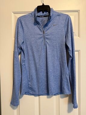 Nike Women’s Heathered Sky Blue Dri-FIT Half-Zip Long Sleeve Top size small